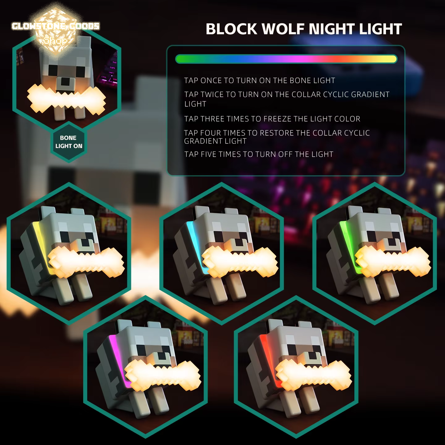 Pixel Wolf Lamp