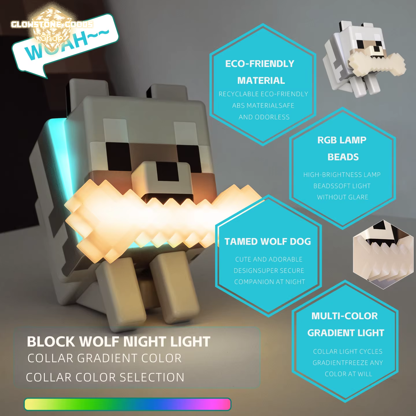 Pixel Wolf Lamp