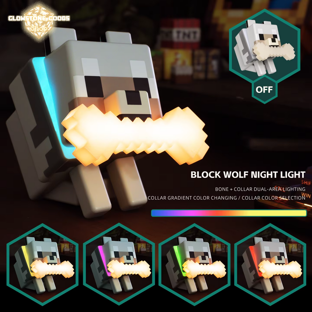 Pixel Wolf Lamp